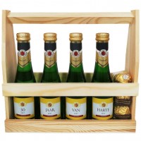 ' Van Harte' - Schuimwijn (4 flesjes) | Houten kratje
